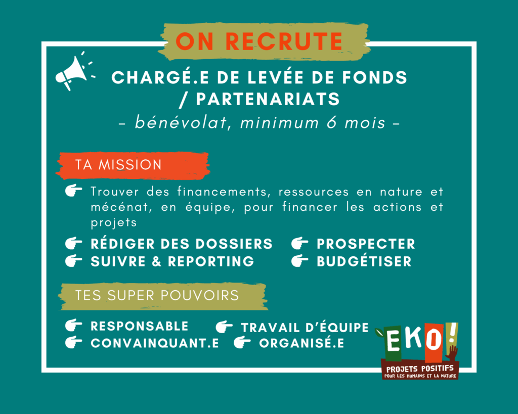on recrute un.e chargé.e de levée de fonds en bénévolat, service civique, stage