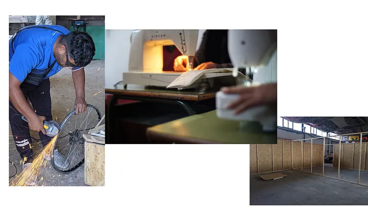 Ateliers low-tech (couture, réparation vélo, menuiserie, etc.) avec EKO! à Lesbos en 2021